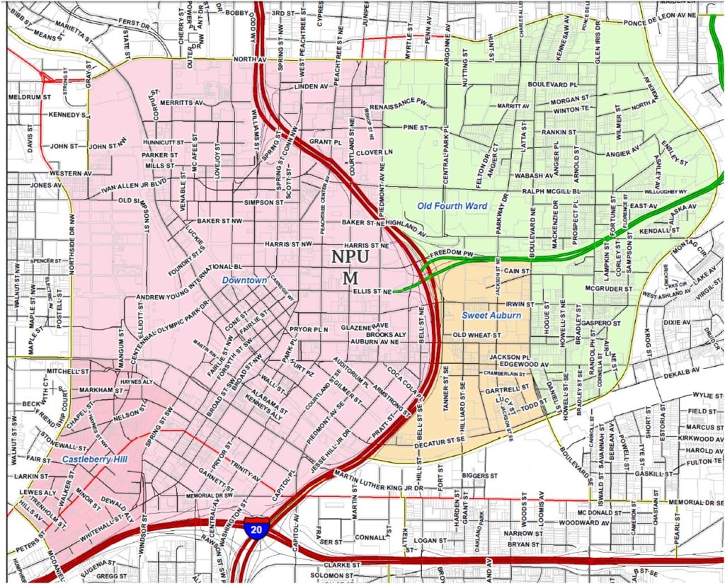 Map of NPU-M boundaries in Atlanta